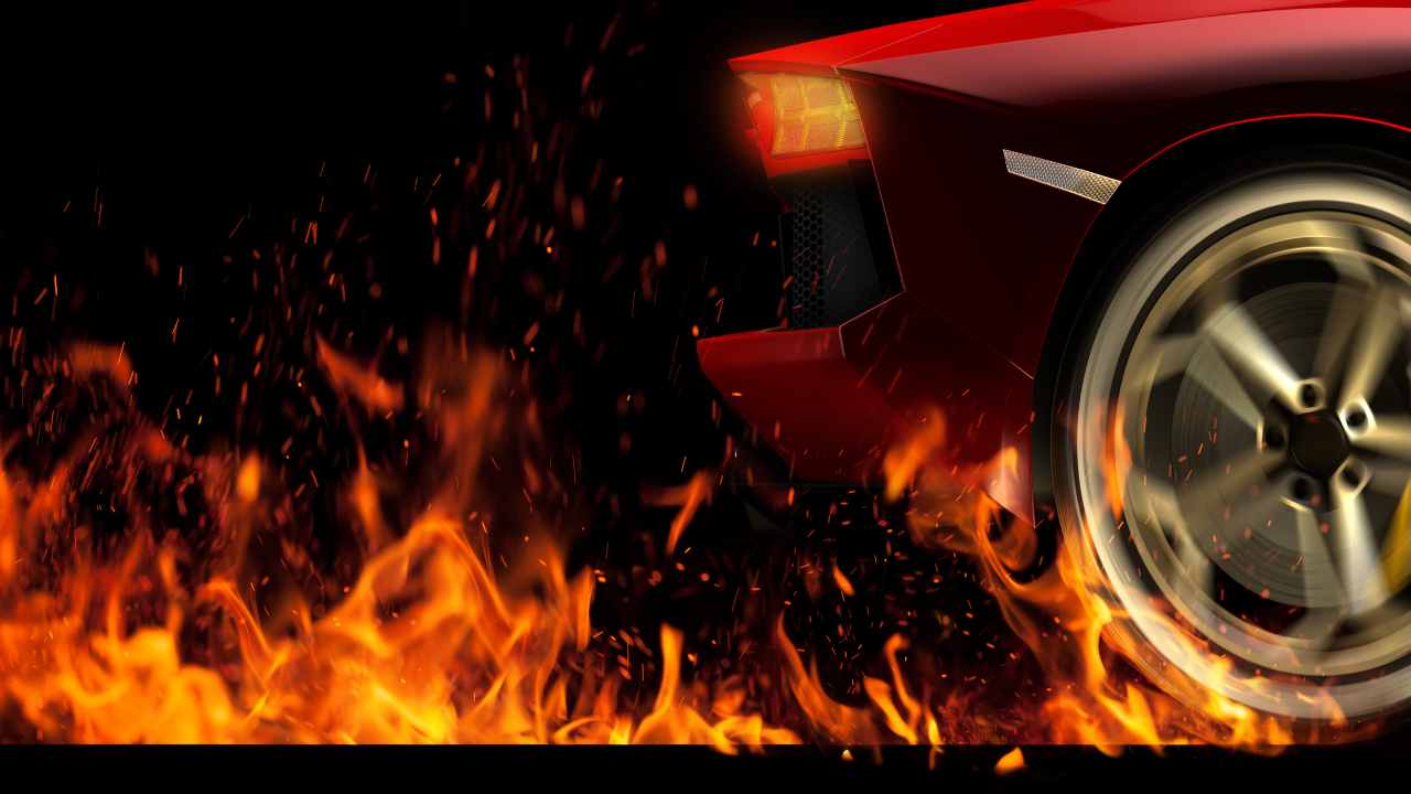 Ferrari in fiamme